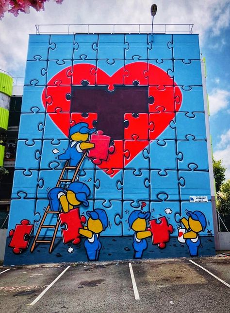 Jace 3d Tipografi, Street Art Love, School Wall Art, School Murals, Street Mural, Murals For Kids, Barcelona Catalonia, Amazing Street Art, Reunion Island