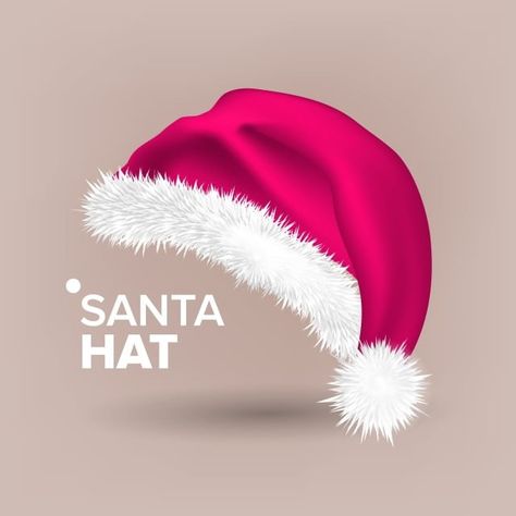 Santa Claus Cap, Santa Hat Vector, Pink Santa Hat, Icons Party, Mother's Day Background, Party Icon, Realistic Illustration, Head Background, Illustration Christmas