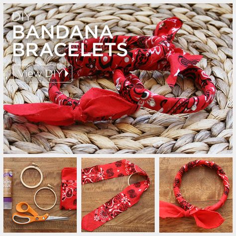 DIY Bandana Bracelets Feature by Trinkets in Bloom Bandana Armband, Diy Bandana, Bandana Bracelet, Bandana Crafts, Bandanas Diy, Cowboy Crafts, Convention Gifts, Barn Wood Crafts, Diy Kosmetik