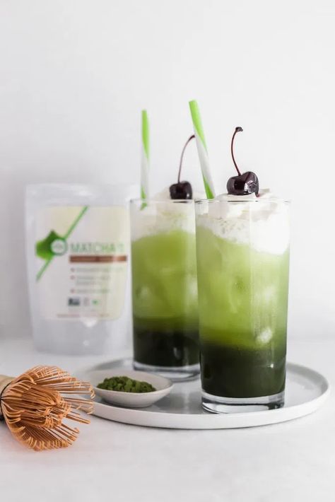 Matcha Cream Soda | Sift & Simmer Barista Recipe, Matcha Cream, Pop Drink, Matcha Cafe, Matcha Tea Powder, Italian Soda, Matcha Drink, Soda Recipe, Matcha Recipe