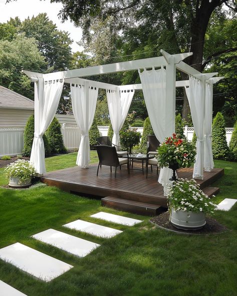 Gazebos And Pergolas, Deck Blocks, Building A Floating Deck, Outdoor Decks, Diy Backyard Fence, Gazebo On Deck, Pavers Backyard, Patio Pavers Design, Front Yard Design