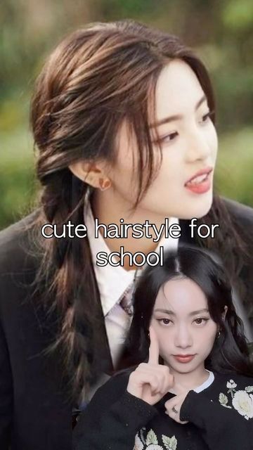 lilac_836 on Instagram: "Cute hairstyle for school" One Braid Hairstyles For School, Long Hair Korean Style, Two Braids Hairstyles For School, Korean Hairstyle For School, Hairstyles For Long Hair For School, Simple Hairstyle For Long Hair, Hairstyles For Baddies, Hairstyles Ideas For School, Cute Simple Hairstyles For School