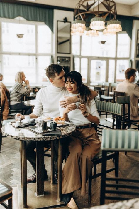 Pre Wedding Shoot In Restaurant, Mumbai Couple Photoshoot, Cafe Photoshoot Ideas Couple, Expensive Couple Aesthetic, Antique Shop Photoshoot, Couple In Restaurant Aesthetic, Couple In Cafe Aesthetic, Engagement Photos Winter Outfit, Coffee Shop Couple Photoshoot