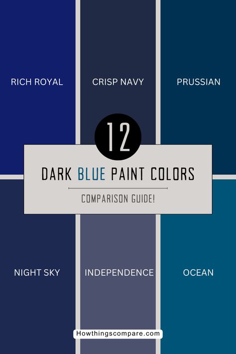 Looking to add a shade of blue paint color to your space? Discover these 12 dark blue paint colors and see how they compare to other colors. What matches with dark blue? Find out by learning more about these impressive blue paint colors! Cobalt Blue Room Ideas, Deep Blue Paint Colors, Indigo Paint Color, Dark Blue Wall Paint, Best Dark Blue Paint Colors, Royal Blue Paint Colors, Blue Feature Wall Living Room, Behr Blue Paint, Dark Blue Feature Wall