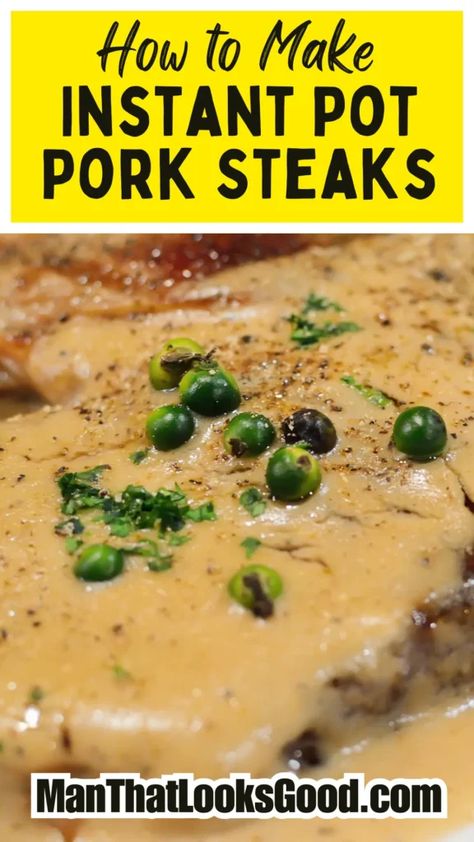 Instant Pot Pork Steaks Pork Steaks In Instant Pot, Instapot Meat Recipe, Pork Chops In Instant Pot Bone In, Pork Shoulder Steak Recipes Instant Pot, Pork Steak Recipes Instant Pot, Instant Pot Pork Steaks, Pork Steak Instant Pot, Pork Shoulder Recipes Instant Pot, Pork Shoulder Steak Recipes