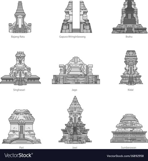 Java Architecture, Bali Architecture, Ancient Drawings, Indian Temple Architecture, Ancient Indian Architecture, Ancient Temple, Indonesian Art, Temple Architecture, Motif Batik