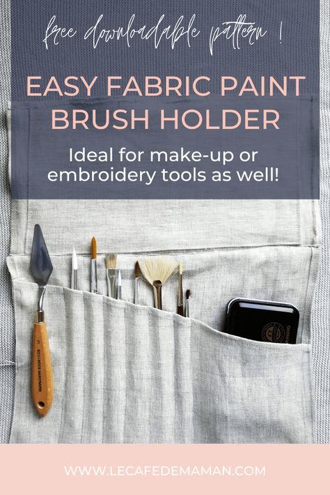 HOW TO MAKE A FABRIC BRUSH HOLDER | Le café de maman Easy Sewing Projects For Gifts, Fabric Gift Ideas, Useful Sewing Projects, Recycle Fabric Scraps, Diy Brush Holder, Fabric Holder, Make Your Own Fabric, Thoughtful Handmade Gifts, Room Decor Items