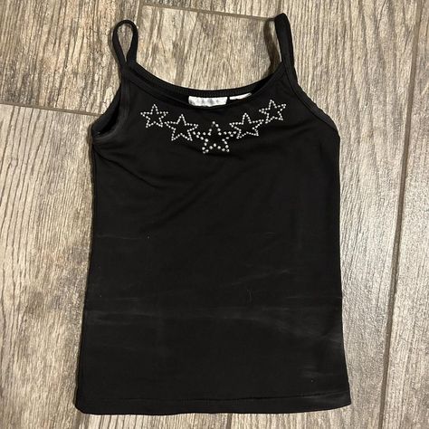 Black tank top with rhinestone stars #y2kfashion... - Depop Rhinestone Tank Top, Black Tank Top, Tank Top Designs, Top Design, Black Tank, Black Tank Tops, Y2k Fashion, Dressmaking, Tops Designs