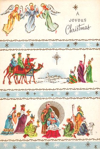 Vintage Christmas Card Vintage Nativity, Christmas Illustrations, Vintage Christmas Card, Old Cards, Vintage Christmas Images, Mid Century Christmas, Christmas Labels, Religious Christmas, Christmas Past