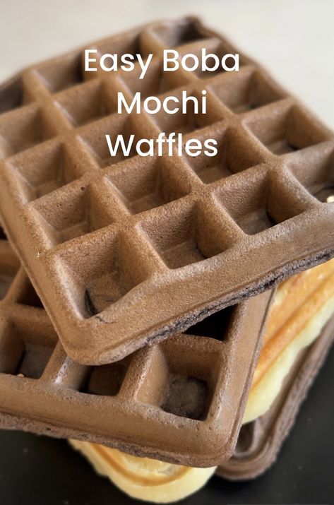 Mochi Waffle Recipe, Ube Mochi, Mochi Waffles, Asian Baking, Brown Sugar Boba, Boba Recipe, Mochi Recipe, Waffle Maker Recipes, Gluten Free Waffles