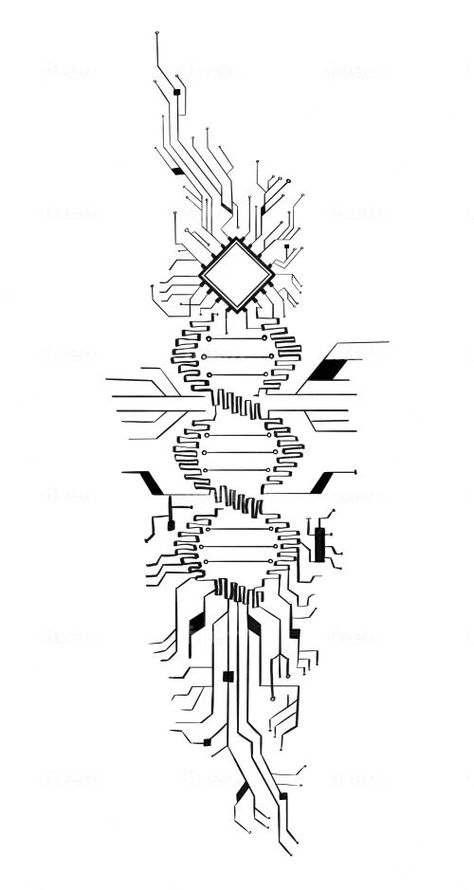 Computer Tattoo, Circuit Tattoo, Electronic Tattoo, Tech Tattoo, Black And White Tattoo, Cyberpunk Tattoo, Dna Tattoo, Minimalistic Tattoo, Cyberpunk Design