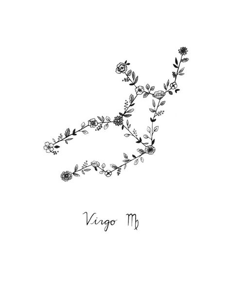 Virgo Constellation Flower Tattoo, Floral Virgo Tattoo, Virgo Queen, Virgo Tattoo Designs, Tattoos For Women Small Meaningful, Virgo Constellation Tattoo, Matching Tats, Virgo Constellation, Virgo Tattoo