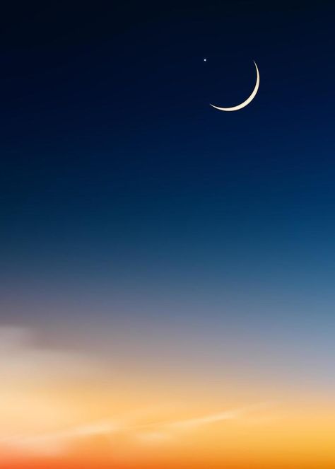 Twilight Sky with Crescent Moon in Evening,Vertical sunlight banner in Ramadan dark blue night with Dramatic Suset, Dusk sky for Islamic religion,Eid al-Adha,Eid Mubarak,Eid al fitr,Ramadan Kareem Eid Al Adha Aesthetic, Eid Wallpaper, Eid Moon, Ramadan Moon, Eid Pics, Ramadan Photos, Dusk Sky, Twilight Sky, Wonderful Nature