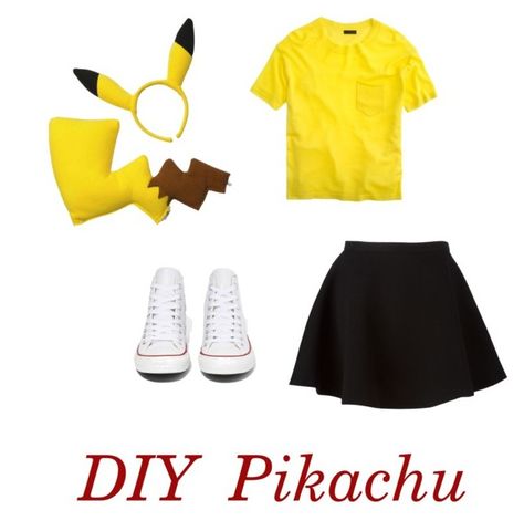 "DIY Pikachu Costume" by kella-my-faith on Polyvore featuring Converse, J.Crew and Neil Barrett Pikachu Costume Women, Pikachu Costume Diy, Diy Pikachu Costume, Pikachu Halloween Costume, Diy Pikachu, Pokemon Halloween Costume, Pikachu Halloween, Sew Halloween Costume, Pikachu Costume