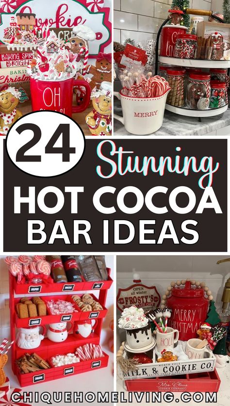 Transform your winter gatherings into cozy, delicious experiences with these 32 DIY hot cocoa bar ideas! Perfect for holiday parties, family nights, or just a special treat on a chilly day, these hot cocoa bar setups are easy to recreate and guaranteed to impress. Stock up on marshmallows, peppermint sticks, and chocolate shavings for the ultimate toppings. Create a beautiful display with mugs, jars, and festive signs to give your hot chocolate station that extra charm. How To Style Coffee Bar, Hot Chocolate Bars For Christmas, Hot Cocoa Bar For Christmas, Hot Chocolate Bar Ideas For Kids, Hot Chocolate Balls Diy, Simple Hot Cocoa Bar Ideas, Hot Chocolate Tray Ideas, Christmas Cocoa Station, Outdoor Hot Chocolate Bar