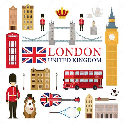 London, England and United Kingdom Tourist Attractions Stock Vector - Illustration of building, journey: 151514341 English Classroom Posters, London Tourist Attractions, London Theme, London Icons, London Buildings, Places In England, English Exercises, Fashion Design For Kids, London Landmarks