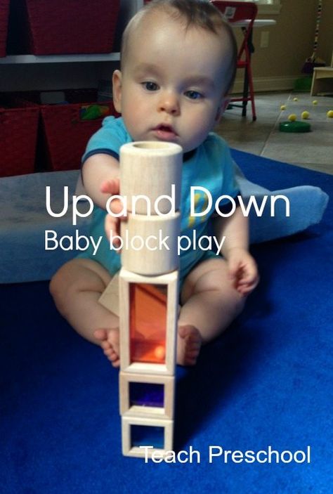 Ziggy and I explored a new set of blocks I bought for the preschool. It turns out that these light weight musical rainbow blocks were very interesting to my little 9 month old grandson and perfect for playing the baby game: "Up, up, up!" and "Dowwwwwwwwwwwwwwn!" over and over and over again... Crafts For Babies, Activities For Infants, Infant Lesson Plan, Infant Lesson Plans, Cognitive Activities, Toddler Lessons, Infant Classroom, Teach Preschool, Toddler Class