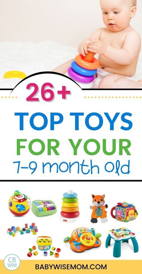 Great toys and activities for baby ages 7-9 months old. Find toys that encourage exploration and fulfill your baby's curiosity. Best Toys for Baby: Ages 7-9 Months Old. Get shape sorters, stacking rings, stuffed animals, blocks, balls, books, and more! Toys for 7 month old, toys for 8 month old, and toys for 9 month old. Activities For 4-6 Month Old, 3-6 Month Toys, 5 Month Old Toys, Toys For 6-12 Month Old, Activities For 4 Month Old Baby, 7 Month Old Toys, 4 Month Baby Toys, Toys For 4 Month Old, 8 Month Old Toys