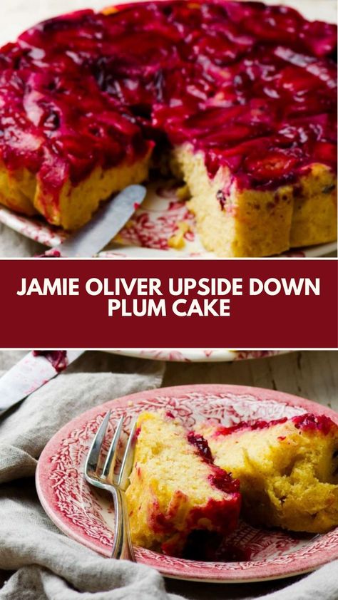 Jamie Oliver Upside Down Plum Cake is made with plums, brown sugar, all-purpose flour, spices (cinnamon, nutmeg, allspice), and butter. This easy Upside Down Plum Cake recipe creates a tasty dessert that takes about 1 hour and 15 minutes to prepare and can serve up to 8 people. Breakfast Potluck Ideas For Work, Potluck Ideas For Work, Breakfast Potluck Ideas, Impressive Breakfast, Plum Upside Down Cake, Bread Business, Plum Cake Recipe, Peaches And Plums, Best Baked Goods