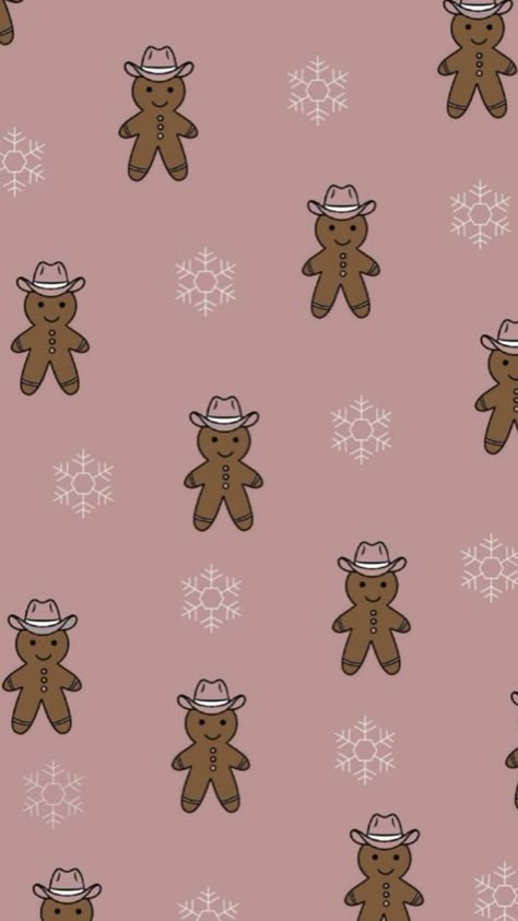 #preppy #cute #christmas #gingerbread #cowgirl Cowboy Christmas Wallpaper, Content Background, Christmas Ios, Holiday Iphone Wallpaper, Shuffles Preppy, Iphone Wallpaper Preppy, Western Wallpaper Iphone, Future Wallpaper, Xmas Wallpaper