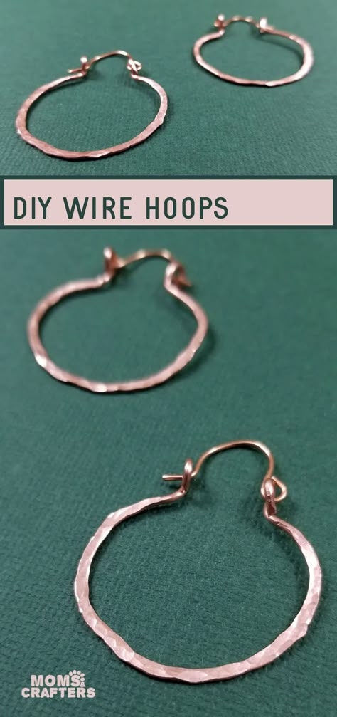 Diy Metal Earrings, Make Hoop Earrings, Diy Wire Jewelry Rings, Silver Smithing, Friendship Bracelets Easy, Metal Jewelry Making, Diy Leather Earrings, Wire Hoop Earrings, Hammered Jewelry