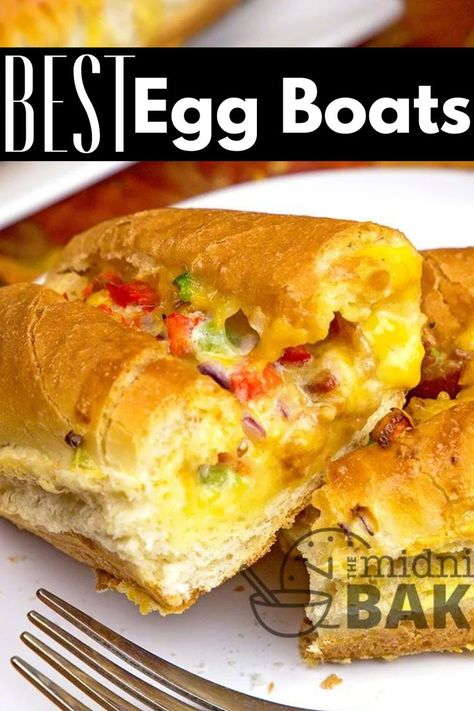 The BEST Egg Boats Recipe For Easter Brunch. Or, serve it any time of the year. Breakfast Boat, Egg Boats Recipe, Bread Boats, Egg Boats, Dinner Bread, Easy Eggs, Egg Breakfast, Easter Brunch, Breakfast For Dinner