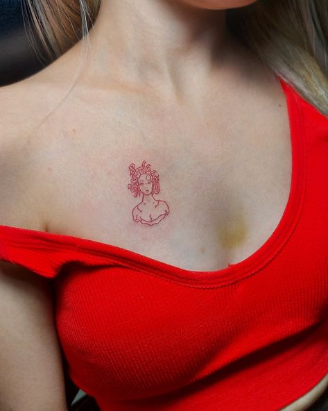 https://youtube.com/@NORTHInkCDOTattooshop Red Ink Medusa Tattoo, Medusa Tattoo Patchwork, Medusa Tattoo Dainty, Aesthetic Medusa Tattoo, Medusa Small Tattoo Design, Discreet Medusa Tattoos, Tiny Medusa Tattoo Minimalist, Small Minimalist Medusa Tattoo, Small Medusa Tattoo Ideas