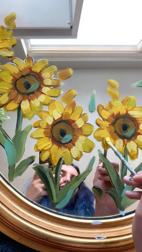 artsypeach on Instagram: painting a thrifted mirror! bonus points if u can find my kitties in the bg 🌼 what should i paint on next? Mirror Painting Aesthetic, Mirror Painting Ideas Aesthetic, Thrifted Mirror, What Should I Paint, Profile Painting, Mirror Painting Ideas, Painted Mirror Art, Mosaic Tile Mirror, Painting Mirror