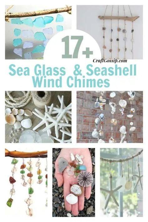 17 Wind Chimes You Can Make With Seashells And Sea Glass – Home and Garden Seashell Mobile, Windchimes Diy, Glass Windchimes, Seashell Wind Chimes, Make Wind Chimes, Wind Chimes Homemade, Sea Shells Diy, Shell Wind Chimes, Wind Chimes Craft