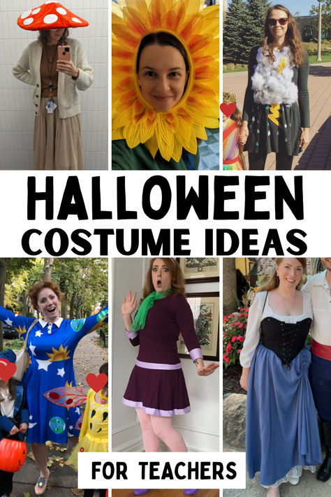 Explore these creative and classroom-friendly teacher Halloween costume ideas that will bring whimsy and magic into your classroom. From Scooby Doo's Daphne to Ms. Frizzle, and whimsical ideas like flowers and mushrooms, you are sure to be inspired! Click to read the blog now. Preschool Halloween Costumes Teachers, Halloween Costumes For Teachers Easy, Art Teacher Halloween Costumes, Daycare Teacher Halloween Costumes, Diy Teacher Costumes, Daycare Halloween Costumes For Teachers, Miss Frizzle Outfits, Ms Frizzle Outfits, Preschool Teacher Halloween Costumes