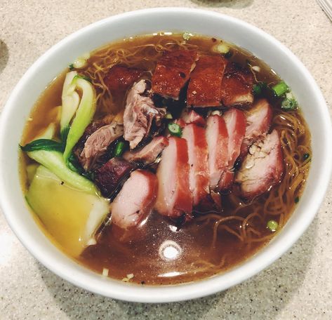 [I Ate] Southern Chinese Noodle Soup w/ pecking duck and Beef Pecking Duck, Braised Chicken Drumsticks, Chinese Noodle Soup, Chinese Chicken Wings, Almond Chicken, Plum Sauce, Chinese Noodles, Peking Duck, Asian Soup