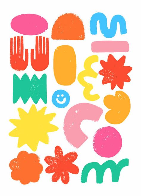 Playground Graphic Design, Brazilian Color Palette, Bold Illustration Style, Clay Graphic Design, Graphic Design Doodles, Playful Colour Palette, Eclectic Graphic Design, Kindergarten Branding, Inclusion Illustration