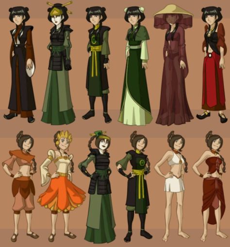 Mai's and Ty Lee's various outfits throught the show. Earthbender Outfit, Ty Lee Costume, Fire Nation Outfits, Atla Clothing, Ty Lee Aesthetic, Atla Clothes, Avatar Clothes, Avatar Design, Avatar Ang