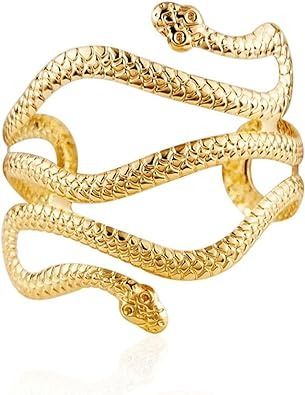 Amazon.com: Caiyao Punk Cool Upper Arm Adjustable Bracelet Open Cuff Bangle Coil Bracelet Simple Swirl Leaf Armband Minimalist Armlet Vintage Jewelry for Women Girls-gold snake: Clothing, Shoes & Jewelry Snake Clothing, Coil Bracelet, Bracelet Simple, Upper Arms, Gold Snake, Cuff Bangles, Jewelry For Women, Adjustable Bracelet, Arm Band