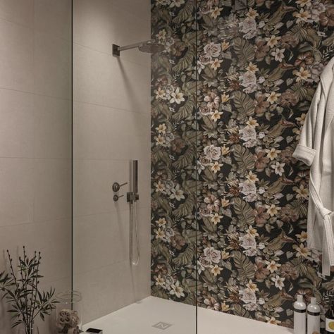 Contemporary Feature Wall, Heritage Hotel, Tile Companies, Stylish Bathroom, Elegant Bathroom, Wall Tile, Feature Wall, Floral Wallpaper, Interior Spaces