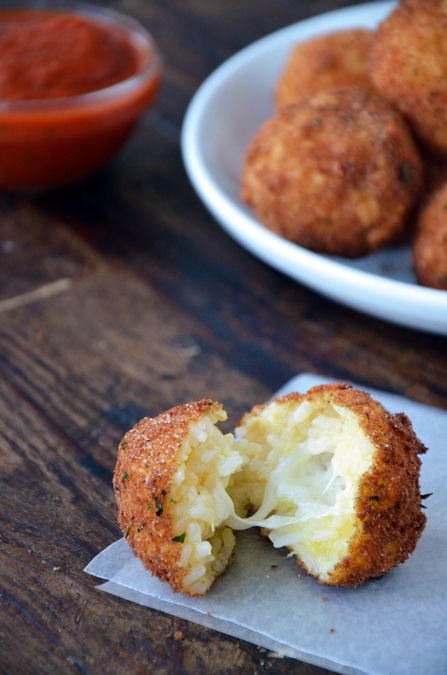 Top 10 Recipes of 2012 Arancini Rice Balls, Risotto Balls, Arancini Recipe, Cheesy Rice, Marinara Sauce Recipe, Veggie Meals, Savory Food, Leftover Rice, Savoury Recipes