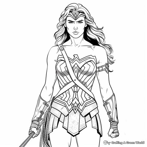 Dc Comics Coloring Pages, Wonder Woman Coloring Pages, Wonder Woman Colouring Pages, Wonder Woman Drawing Sketches, Woman Coloring Pages, Dc Comics Art Black And White, Wonder Woman Vector Art, Wonder Woman Drawing, Superhero Coloring Pages