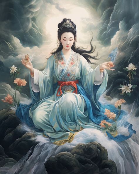 Guanyin Art, Guanyin Goddesses, Healing Artwork, Goddess Of Mercy, Quan Yin, Guan Yin, Bamboo Garden, Kuan Yin, Chinese Mythology