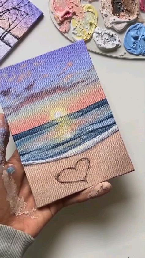 Pin by Aesthete arts on Painting videos | Mini canvas art, Book art diy, Small canvas art Painting On Canvas For Beginners, Mini Toile, Canvas For Beginners, Canvas Painting Ideas, Cute Canvas Paintings, Soyut Sanat Tabloları, Abstract Art Painting Diy, Canvas Painting Designs, Painting Ideas On Canvas