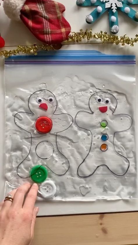 Kids Sensory Activities, Christmas Activities For Toddlers, Gingerbread Man Activities, Winter Activities Preschool, Sensory Bag, Baby Art Projects, Sensory Activities Toddlers, Preschool Activities Toddler, Winter Activities For Kids