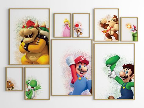 Mario Digital wall art, boys room Wall Decor, Color Splash, Video Game Room Poster, Boys print set of 9, Gaming room, white background Paw Patrol Room, Wall Art Boys Room, Boys Room Wall Decor, Wall Art Boys, Boys Room Wall Art, Poster Boys, Room White, Video Game Room, Gaming Room