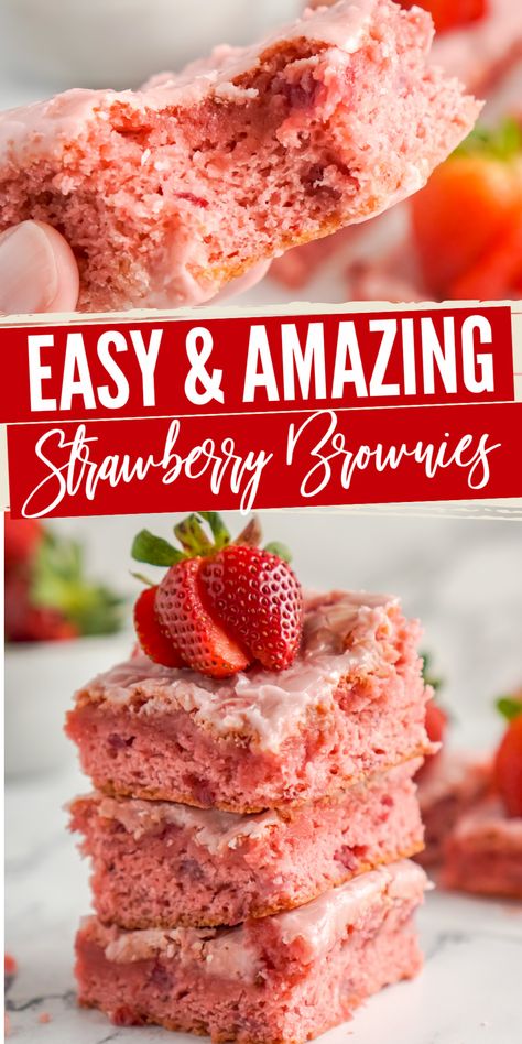 Strawberry Cheesecake Brownies Recipe, Betty Crocker Strawberry Cake, Strawberry Cake Mix Brownies, Strawberry Brownies Recipe Cake Mixes, Homemade Strawberry Brownies, Betty Crocker Cake Mix Recipes, Strawberry Brownies Recipe, Strawberry Blondies, Cake Mix Brownies