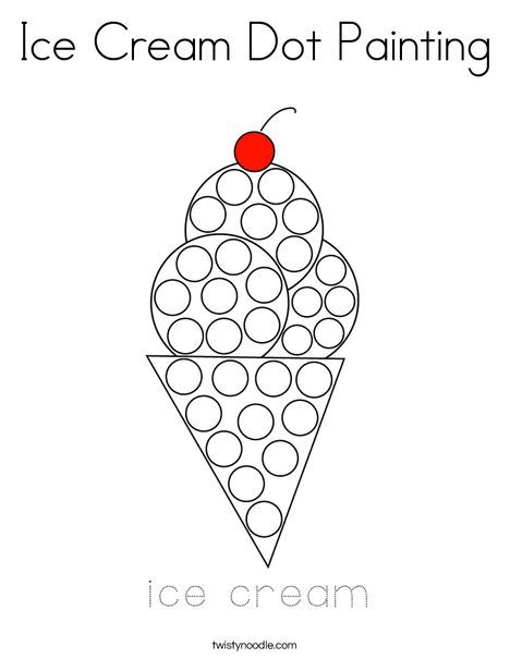 Ice Cream Dot Painting Coloring Page - Twisty Noodle Ice Cream Dot Painting, Ice Cream Activities For Preschool, Ice Cream Coloring, Dot Marker Printables, Ice Cream Crafts, Ice Cream Coloring Pages, Dot Marker Activities, Twisty Noodle, Dot Worksheets