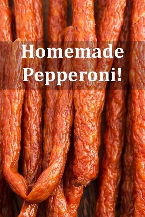 Pepperoni is always delicious, but especially so when you make your own. We're showing you how to make pepperoni at home, with or without special sausage-making equipment. via @thecookful Diy Pepperoni, Snack Stick Recipe, How To Make Pepperoni, Homemade Pepperoni, Pepperoni Sticks, Cured Meat Recipes, Sausage Making Recipes, Pepperoni Recipes, Home Made Sausage