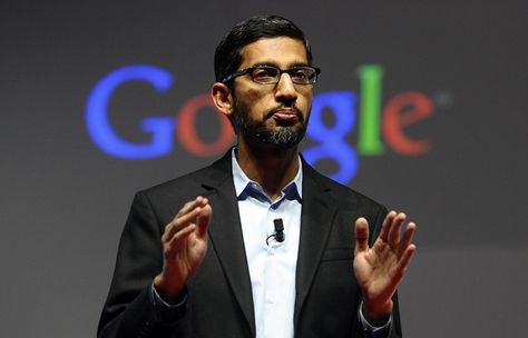 FILE - In this Monday, March 2, 2015 file photo, Sundar Pichai, senior vice president of Android, Chrome and Apps, talks during a conference during the Sundar Pichai, Larry Page, Edward Snowden, Cellular Network, Steve Jobs, Keanu Reeves, Google News, Tech News, Indiana