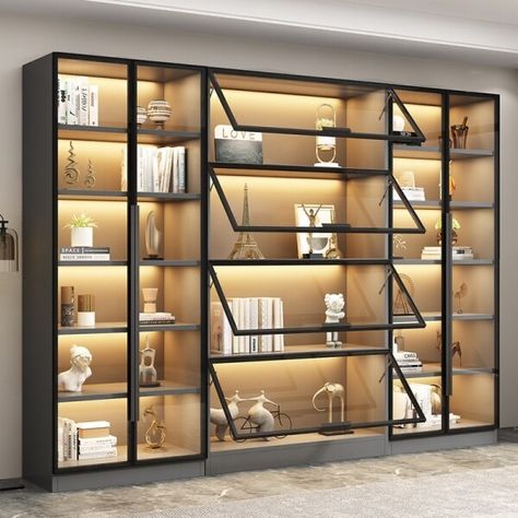 Big Cabinet Living Room, Glass Wall Unit Ideas Living Room, Modern Glass Cabinets Display Living Room, Display Cabinets With Glass Doors, Small Glass Cabinet Display, Luxury Display Cabinet Design, Japandi Display Cabinet, Display Cabinet Design Modern, Glass Display Cabinet Ideas