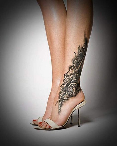 Ankle scar coverup Smallish Tattoos, Klimt Tattoo, Calf Tattoos For Women, Best Leg Tattoos, Lower Leg Tattoos, Ankle Tattoo Designs, Ankle Tattoos For Women, Dragon Tattoo For Women, Tattoos For Black Skin