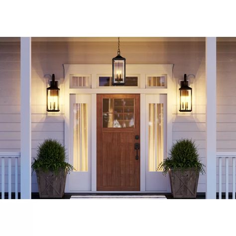 Ideas Terraza, Front Door Lighting, Front Porch Lighting, Farmhouse Style Bedrooms, Farmhouse Decorating, Outdoor Hanging Lanterns, Brick Exterior House, Outdoor Wall Lantern, Porch Lighting