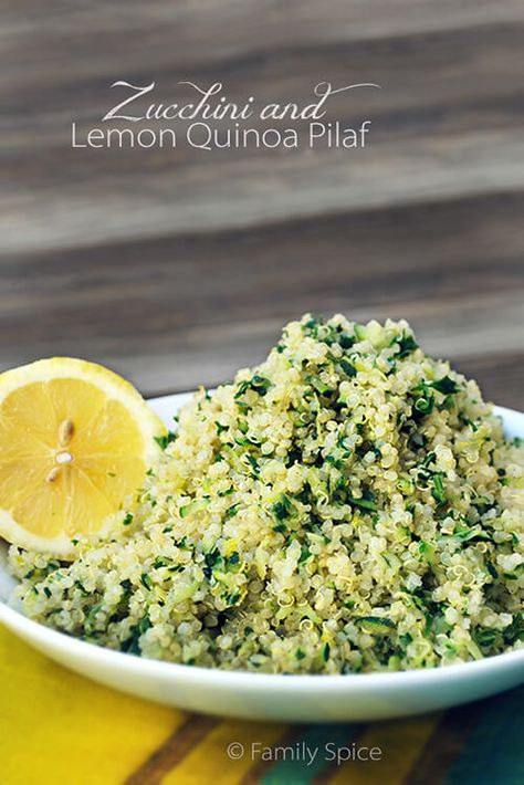 Zucchini and Lemon Quinoa Pilaf Quinoa With Zucchini Recipes, Zucchini Quinoa Recipes, Quinoa And Zucchini Recipes, Low Fodmap Quinoa Recipes, Quinoa Side Dishes, Quinoa And Zucchini, Gluten Free Thanksgiving Side Dishes, Quinoa Side, Quinoa Side Dish