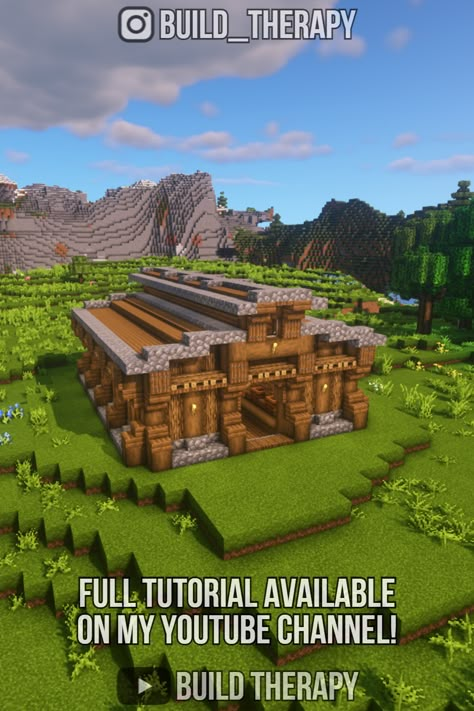 Easy Minecraft Storage House, Villager Hall Minecraft Build, Minecraft Villager Trader Hall, Minecraft Survival Compound, Villager Trading House Minecraft, Villager Trading Area Minecraft, Minecraft Keep Ideas, Minecraft Trader House, Minecraft Trade Hall Ideas